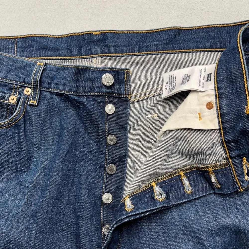 VTG Levi's 501 Raw‎ Denim Look Jeans Mens 38x34 fit(34x32) Dark Wash Rigid Y2K